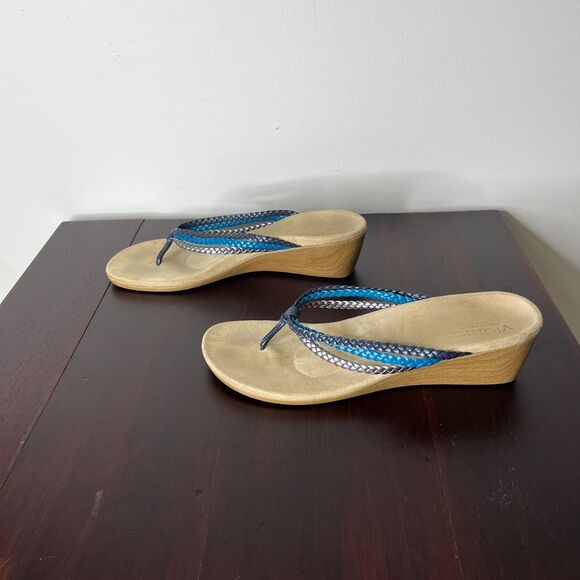 Vionic RAMBA Wedge Heel Metallic Braid Sandals Sz 11 Orthaheel Arch Support - Picture 2 of 8